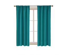 deconovo Rod Pocket Verdunkeln, Thermo-Isoliert Vorhänge für Windows, Polyester-Mischgewebe, türkis, 42x63 Inch
