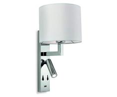 Firstlight Spirit Wandleuchte mit USB-Anschluss, Chrom mit cremefarbenem Lampenschirm