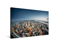 Premium Textil-Leinwand 75 x 50 cm Quer-Format New York City bei Nacht | Wandbild, HD-Bild auf Keilrahmen, Fertigbild auf hochwertigem Vlies, Leinwanddruck von Markus Gann - www.magann.de