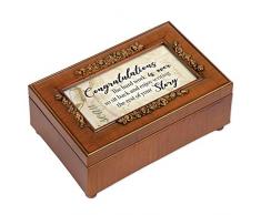 Spieluhr mit Rosette, Motiv Congratulations Hard Work Over Woodgrain