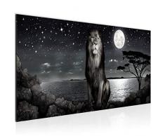 Bilder Afrika Löwe Wandbild 100 x 40 cm Vlies - Leinwand Bild XXL Format Wandbilder Wohnzimmer Wohnung Deko Kunstdrucke Schwarz Weiß 1 Teilig - MADE IN GERMANY - Fertig zum Aufhängen 022912c