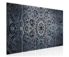 Bilder Mandala Abstrakt Wandbild 150 x 60 cm Vlies - Leinwand Bild XXL Format Wandbilder Wohnzimmer Wohnung Deko Kunstdrucke Blau 5 Teilig - MADE IN GERMANY - Fertig zum Aufhängen 109456c