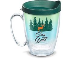 Tervis 1353787 Stay Wild Thermobecher mit Wickelverschluss und grünem Deckel, Titan, durchsichtig