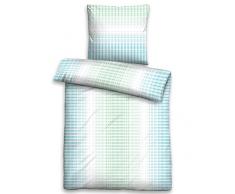 biberna 0068559 Satin Bettwäsche Trendline Garnitur mit Kopfkissenbezug (Baumwolle) 1x 135x200 cm + 1x 80x80 cm, eisblau