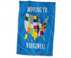 3dRose United States Map-Moving to Virginia-Heart and Car with Luggage Handtücher, Mehrfarbig, 15 x 22
