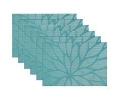 SiCoHome Tischsets Esszimmer Tischsets für Tisch Wärmeisolation schmutzabweisend gewebtes Vinyl Kitchen Platzsets, 6er-Set, Lotus Leaf Blue, 45,7 x 30,5 cm