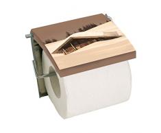 MSV Toilettenpapierhalter, MDF (Mitteldichte Holzfaserplatte), Edelstahl rostfrei, Braun