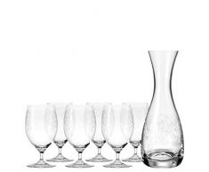 Leonardo Wasser-Gläser und Karaffe Chateau, spülmaschinenfeste Trink-Gläser mit Fuß und Glas-Karaffe, 7-teiliges Set, 032816