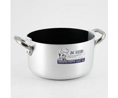 Pentole Agnelli Platinum Schmortopf aus Aluminium, mit 2 Griffen aus Edelstahl 20 cm Silber/schwarz