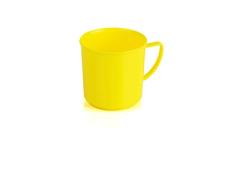 Kimmel Henkelbecher Henkeltasse Teetasse Kaffeebecher Mehrweg bruchsicher klein 180 ml, Kunststoff, Gelb