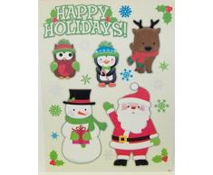 Impact Innovations Weihnachten Wiederverwendbare Fenster klammert Sich an ~ Holiday Wishes vom Weihnachtsmann, Schneemann, und Tiere Unter Schneeflocken und Holly (16 klammert Sich an, 1 Bogen)
