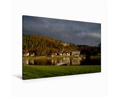 Calvendo Premium Textil-Leinwand 120 cm x 80 cm Quer FÃ¤hrÃ¼bergang Rathen, Deutschland | Wandbild, Bild auf Keilrahmen, Fertigbild auf Echter Leinwand, Leinwanddruck Natur Natur