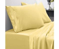 Sweet Home Collection 1800 Fadenzahl Bettwäsche Set - weiche ägyptische Qualität gebürstete Mikrofaser hypoallergen Bettwäsche Set mit Bettlaken, 2 Kissenbezügen Bettlaken-Set Twin XL gelb