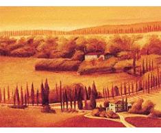 Eurographics LEW1004 Leon Wells, Cypres Line 60 x 80 cm, Hochwertiger Kunstdruck - Toskana - Landschaft