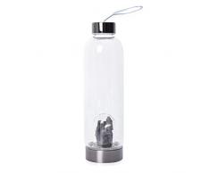 Shop LC Delivering Joy Wasserflasche aus Geschützmetall, mit natürlicher Elite-Heilung, Schmerzlinderung, Meditation, Angst, schwarzer Schungit, 570 ml