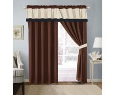 4 Color Block Mailand Gänsedaunen Alternative Tröster Set Bettwäsche in 13 Farben – Violett, Schwarz, Grau, Navy, Blau, Braun, Burgund, Coral, Orange, Lila, Salbei Grün, Türkis und Gelb, Polyester-Mischgewebe, braun, Curtains