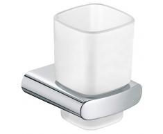 KEUCO Zahnputzbecher-Halter hochglanz-verchromt und Kristallglas matt, Glas mit Halter für Badezimmer, Zahnbürstenhalter, Wandmontage, Elegance