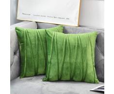 NianEr Samt Quadratische Überwurf Kissenbezüge 2er Set Soft Solid Herbst Winter Deko Couch Kissen Bezüge 20X20 02-grün