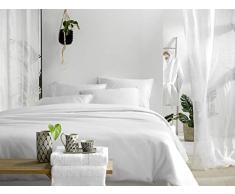 De Witte Lietaer Olivia Spannbettlaken, Satin, Baumwolle, Pflaume, Baumwolle, Weiß/Weiß, 240 x 220 cm