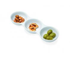 Tognana Snackschale, oval, mit 3 Ablagen, 23 x 7,5 x 3 cm, Weiß