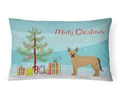 Carolines Treasures CK3832PW1216 Tan German Shepherd Mastiff Mix Weihnachtsbaum Leinenstoff Dekokissen Terrassenmöbel Kissen Mehrfarbig