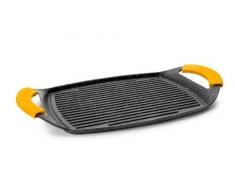 IBILI Grillplatte geriffelt, Aluguss, schwarz/gelb, 38 cm