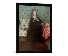 Gerahmtes Bild von Wilhelm Trübner Auf dem Kanapee, Kunstdruck im hochwertigen handgefertigten Bilder-Rahmen, 50x70 cm, Schwarz matt