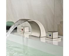 azos Badezimmer Vanity Waschbecken Wasserhahn 3-Loch 2 Griffe breitgefächert Messing Chrom mpsk002cf, Brush