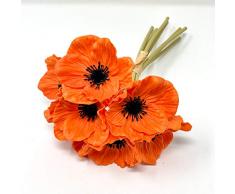 FRP Blumen – Anemone Mohnblumen – 7 Stück Blumenstrauß echte Haptik künstliche Blumen für Blumengestecke und Heimdekoration 25,4 cm Orange