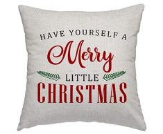 SSOIU Kissenhülle für Sofakissen mit Aufschrift „Be Merry Christmas“, 45,7 x 45,7 cm, Baumwolle / Leinen 18 x 18 Inches Ssp-002