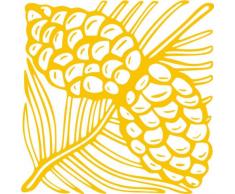 INDIGOS/Wandaufkleber-e62 schöne Tannenzapfen Blätterwerk Blatt Blüte Blumen Pflanzen Ranke 40x39 cm- Gold, Vinyl, 40 x 39 x 1 cm
