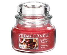 Village Candle 106311191 Himbeere und Rosentee Kleine Duftkerze im Glas, 312 g, Rot, 10,2 x 10,1 cm