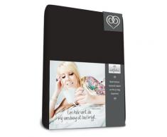 Bed-Fashion Split Topper Spannbettlaken, Jersey, schwarz, Double, 140 x 220 cm