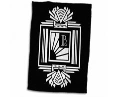 3dRose Handtuch, Art-Deco-Monogramm, Buchstabe B, Weiß auf schwarzem Hintergrund, Mehrfarbig, 38 x 56 cm