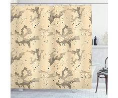 Camo Vorhang für die Dusche von ambesonne, klassischen Deutschland Camouflage Muster Forest Jungle Military Farben, Stoff Badezimmer Decor Set mit Haken, dunkelgrün hellgrün braun, Textil, Multi 9, 69W x 75L