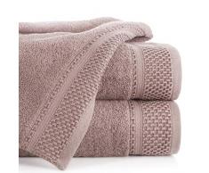 Eurofirany Carlo Badehandtuch Set Handtuch Saunahandtuch Muster – Saugstark, 100% Baumwolle 580g/m², Hochqualitativ, 3er und 6er Pack, Hellrosa, 70X140cm, 3