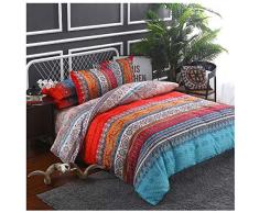 Luofanfei Bohemian Schmusetuch Mandala Bettwäsche dick weich Bettwäsche einfarbig Twill gestreift hypoallergen Mikrofaser mit Kissen Steppdecke Modern King (Duvet Cover 102*90) Farbe 2