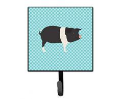 Caroline s Treasures Hampshire Pig blau kariert Wandhaken, Multicolor, S