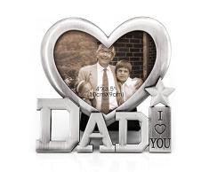 QTMY I Love You Dad Herz Form Bilderrahmen Schreibtisch Decor für Vater Geburtstag Tag Geschenk