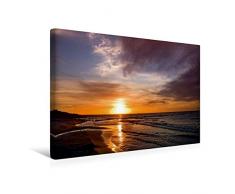 Calvendo Premium Textil-Leinwand 45 cm x 30 cm quer, Sonnenuntergang am Oststrand Prerow | Wandbild, Bild auf Keilrahmen, Fertigbild auf echter Leinwand, Leinwanddruck Menschen Menschen