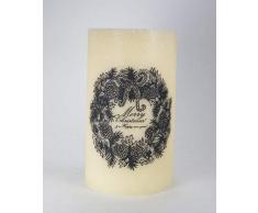 K&K Interiors 53968A Stumpenkerze, Vintage-Design, Wachs, LED, 20,3 cm