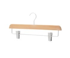 Shopfitting Warehouse groß 36 cm Garment Kleiderbügel mit Clips für Hosen und Röcke verstellbar, naturfarben, 100 Stück Holz
