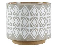 Rivet Geometrischer Pflanztopf aus Keramik, 22,1 cm hoch, Weiß und Grau