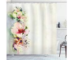 Vintage Vorhang für die Dusche von ambesonne, Retro Old Candy Store Schokolade Lutscher mit weißen Streifen auf Baby Blau Hintergrund, Stoff Badezimmer Decor Set mit Haken, multicolor, Textil, Multi 4, 69W x 70L