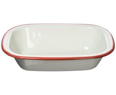 IBILI rechteckig tief Servierplatte Bordeaux 22 cm, Porzellan, Weiß, One Size