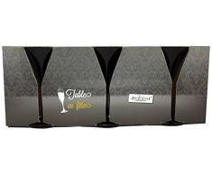 Ardtime TF-3MAR Foire aux Vins 3 Stielgläser für Martini, aus schwarzem Glas, 46,5 x 12,5 x 19 cm