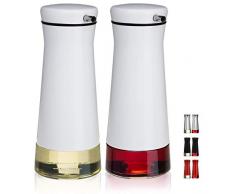 CHEFVANTAGE Olivenöl- und Essigspender Set mit eleganter Glasflasche und tropffreies Design Geschirr weiß