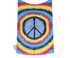 Rajasthan Hippie Tapisserie Peace Wandbehang Bohemian Hippie Mandala Tagesdecke Indische Bettwäsche für Schlafzimmer College Schlafsaal Home Decor Strand Picknickdecke – Tie Dye Boho Gypsy Spread Twin mehrfarbig