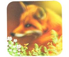 3dRose CST_23400_1 Roter Fuchs im Garten weiche Untersetzer, 4er-Set