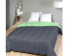 laurentmortreux Steppdecke, zweifarbig, 140 x 200 cm, leicht, Polyester, 140 x 200 cm, Grau/Grün